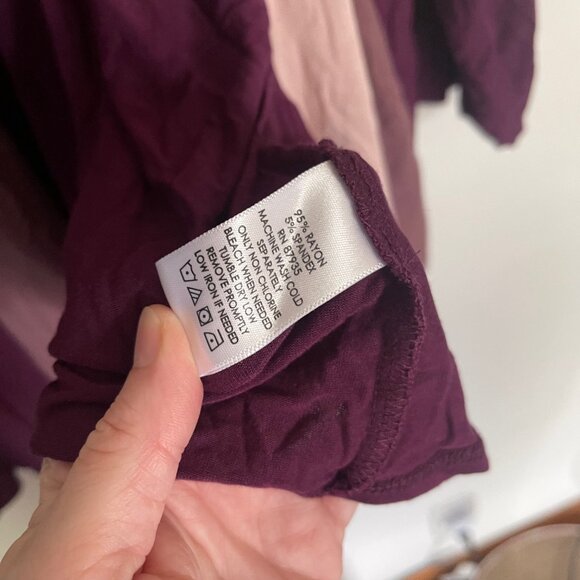 Logo Lori Goldstein Cardigan Sweater Women's 2X Purple Draped Open Front T5 - Picture 5 of 7